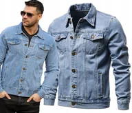 Kurtki męskie - KURTKA MĘSKA JEANSOWA KATANA NIEBIESKA KLASYCZNA PROSTA 011 - XL - miniaturka - grafika 1
