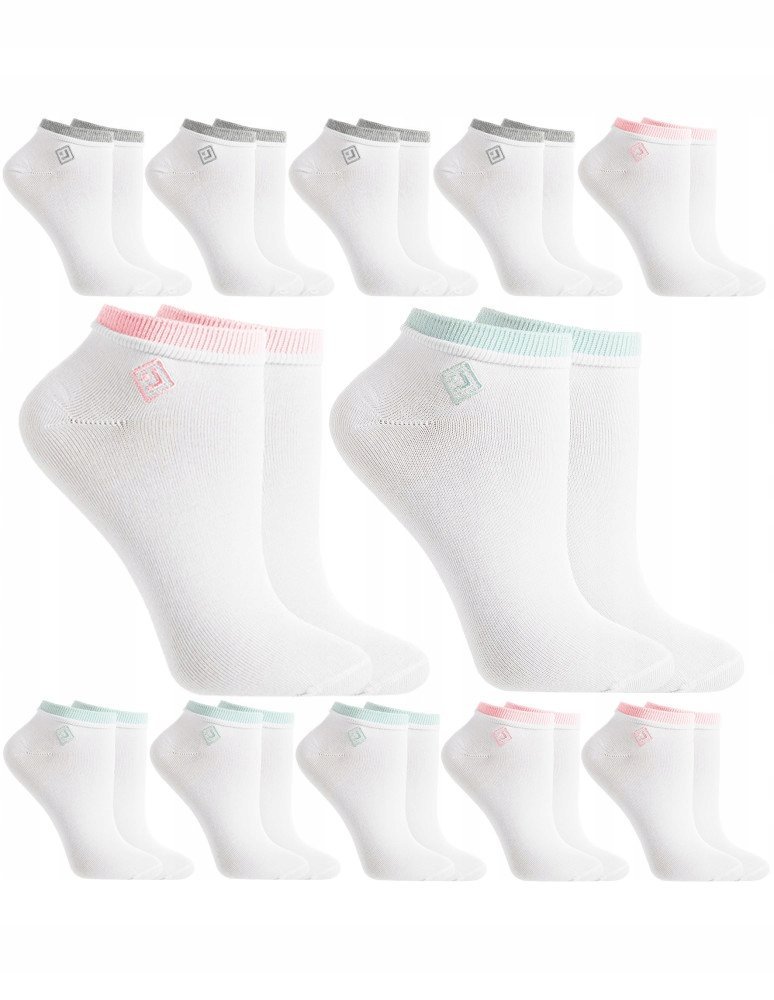 Skarpetki Damskie Stopki Bawełniane Białe Klasyczne 12-PAK MORAJ 35-38