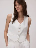 Marynarki i żakiety damskie - Reserved - Lniana kamizelka - biały - miniaturka - grafika 1