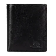 Portfele - Męski portfel ze skóry naturalnej z tłoczonym logo czarny - miniaturka - grafika 1
