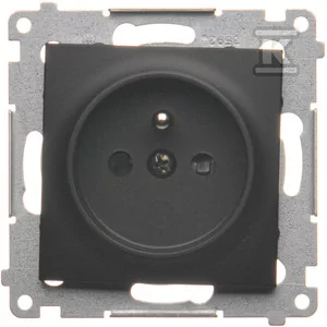 Kontakt Simon Simon 54 Gniazdo wtyczkowe z uziemieniem i przesłonami (moduł) 16A 250V zaciski śrubowe czarny mat DGZ1Z.01/49 DGZ1Z.01/49 - Gniazdka elektryczne - miniaturka - grafika 1
