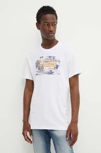 G-Star Raw t-shirt bawełniany męski kolor biały z nadrukiem D24682-C506 - Koszulki męskie - miniaturka - grafika 1