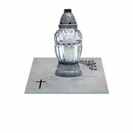 Lampiony i znicze - SZKLANA PODSTAWKA POD ZNICZE Z DEDYKACJĄ 30x30cm 497f - miniaturka - grafika 1