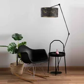 Lampy stojące - Lampa podłogowa z regulowanym ramieniem BARI MARMUR z abażurem z motywem marmuru biały, czarna tkanina imitująca marmur   - miniaturka - grafika 1