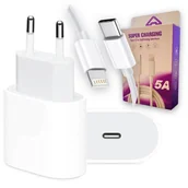 Ładowarki do telefonów - Zestaw Szybka Ładowarka do Iphone 20W USB C Sieciowa plus Kabel USB-C do Lightning 1 m 5A - miniaturka - grafika 1