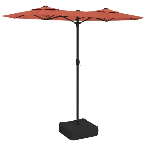 Podwójny Parasol Ogrodowy z LED, Terakota/Ciemnoszary, 316x145x240 cm