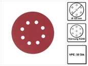 Materiały ścierne - Makita Papier ścierny na rzep 125 mm (8 otworów) ziarn. 240, 50 szt. P-43686 - miniaturka - grafika 1