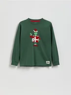 Bluzy dla chłopców - Reserved - Longsleeve Grinch - ciemnozielony - miniaturka - grafika 1