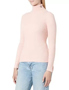 Swetry damskie - Calvin Klein Damski sweter Ck Tight Roll Neck Sweter Pulowery, różowy róż, XS, Róż (Pink Blush), XS - grafika 1