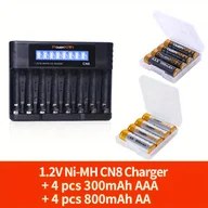 Inne - TEMU Ładowarka PowerKAN na 8 Baterii NiMH z Wyświetlaczem LCD - Zasilana przez USB, Technologia Impulsowa dla Optymalnego Ładowania i Rozładowywania, - miniaturka - grafika 1