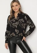 Koszule damskie - Czarna Wiskozowa Koszula Ozdobiona Haftem i Metaliczną Nitką Melonise - miniaturka - grafika 1