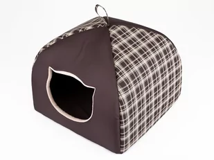 HOBBYDOG Budka dla kota IGLOO Brązowa kratka R3 - Legowiska dla kotów - miniaturka - grafika 1