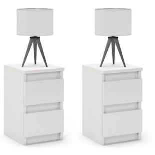 Stolik nocny, 2 szuflady, 2 sztuki, FORTIS, 30x30x45 cm, biel, mat - Szafki nocne - miniaturka - grafika 1