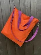 Torebki damskie - Torba hobo XXL - pomarańcz, fiolet - miniaturka - grafika 1