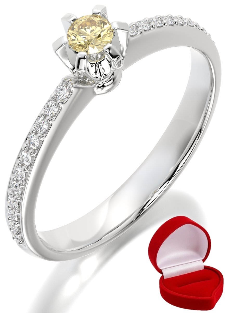 ZŁOTY PIERŚCIONEK ZARĘCZYNOWY 585 14k SZAFIR 0,09 ct BIAŁE ZŁOTO R25