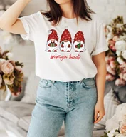 Bluzki damskie - damska koszulka świąteczna - santa129 - miniaturka - grafika 1