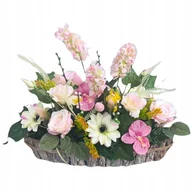 Sztuczne kwiaty - STROIK NA CMENTARZ DO DOMU Wiosenna kompozycja Długa donica Hiacynty - miniaturka - grafika 1