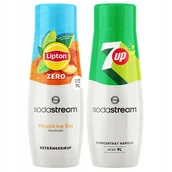 Syropy i koncentraty owocowe - 2x Syrop SodaStream Herbata Lipton Ice Tea Peach Zero Bez Cukru + 7UP - miniaturka - grafika 1