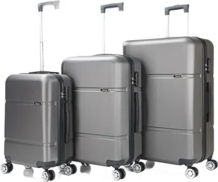 Walizka podróżna ABS-02 3-częściowa walizka na kółkach z twardą skorupą zestaw walizek bagaż podręczny torba podróżna szary - Torby podróżne Walizka podróżna ABS-02 3-częściowa walizka na kółkach z twardą skorupą zestaw walizek bagaż podręczny torba podróżna szary - Torby podróżne - miniaturka - grafika 1