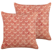 Poduszki dekoracyjne - Lumarko 2 bawełniane poduszki dekoracyjne w geometryczny wzór 45 x 45 cm czerwone RHUS - miniaturka - grafika 1