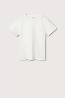 Koszulki i topy damskie - Mango Kids t-shirt bawełniany Basic2 kolor biały gładki - grafika 1