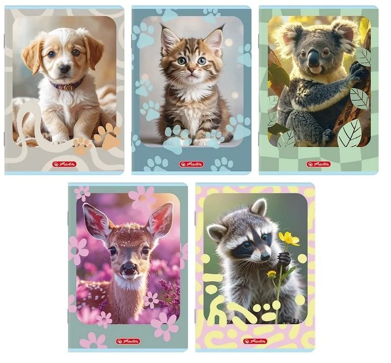 Zeszyt A5 16 kartek linia Animals HERLITZ 20 sztuk