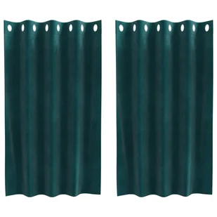 Zasłony vidaXL Ciemnozielone Poliester 140 x 140 cm Zasłony z oczkami - Zasłony - miniaturka - grafika 1