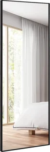 COSTWAY 56 x 150 cm HD pełnowymiarowe lustro do powieszenia lub pochylenia, lustro ścienne stojące lustro garderobiane lustro do sypialni, salonu i przedpokoju (czarne) - Lustra - miniaturka - grafika 1