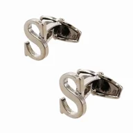 Spinki do mankietów i krawatów - Spinki do mankietów klasyczne srebrne - litera S - EM Men's Accessories - miniaturka - grafika 1