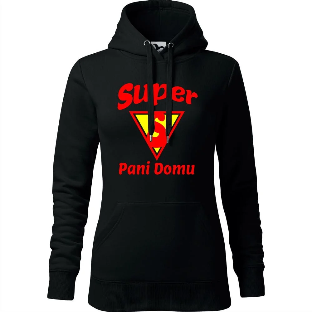 Damska Bluza Z Kapturem - Super Pani Domu Czarny Xs