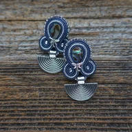 Kolczyki - Małe, granatowe kolczyki soutache z ważką - miniaturka - grafika 1