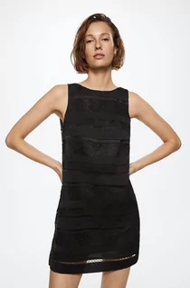 Sukienki - Mango sukienka Adana kolor czarny mini prosta - grafika 1