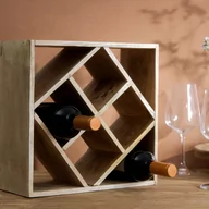 Pozostałe akcesoria barmańskie - Stojak na wino SJAL MANGO drewniany 33x33 cm HOMLA - miniaturka - grafika 1