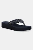 Klapki i japonki damskie - Tommy Hilfiger japonki TH WEDGE CORNROW BEACH SANDAL damskie kolor granatowy na koturnie FW0FW09037 - miniaturka - grafika 1