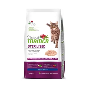 TRAINER NATURAL CAT STERILISED WHITE MEAT 10 KG - Sucha karma dla kotów - miniaturka - grafika 1