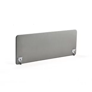 Ścianka biurkowa ZONE, białe uchwyty, 1800x650x36 mm, tkanina Rivet, srebrnoszary - Artykuły do ekspozycji w sklepie - miniaturka - grafika 1
