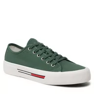 Trampki męskie - Tenisówki Tommy Jeans Canvas Sneaker EM0EM01299 Urban Green MBG - miniaturka - grafika 1