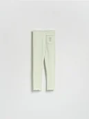 Spodnie i spodenki dla dziewczynek - Reserved - Prążkowane legginsy z naszywką - jasnozielony - miniaturka - grafika 1