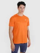 Koszulki sportowe męskie - 4F Koszulka do biegania regular szybkoschnąca męska - pomarańczowa L - miniaturka - grafika 1