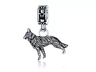 Charmsy - Pandora Valerio.pl Rodowany srebrny wiszący charms koralik wilk wolf srebro 925 BEAD171 BEAD171 - miniaturka - grafika 1