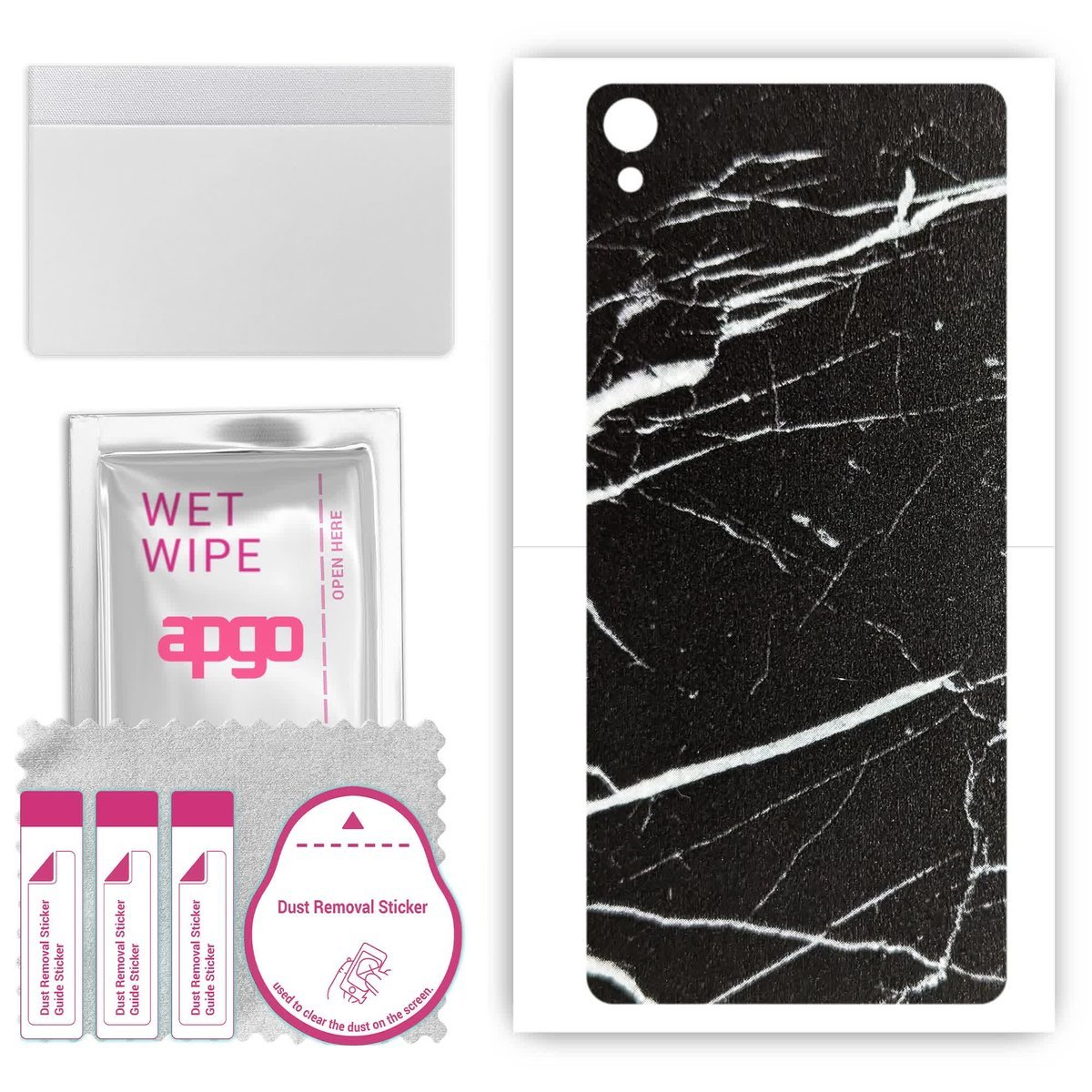 Folia naklejka skórka strukturalna na TYŁ do Sony Xperia XA - Marmur Ciemny - apgo SKINS