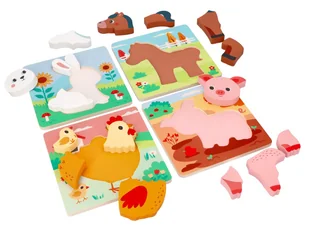 Zestaw 4 układanek drewnianych Farma - Zabawki sensoryczne - miniaturka - grafika 1