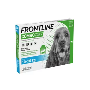 Frontline Combo Spot-on dla psów - M: 10-20 kg (3 pipety x 1,34 ml) - Artykuły przeciw pasożytom - miniaturka - grafika 1