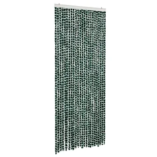 vidaXL Zasłona muchowa szenilowa zielono-biała 100x200 cm - Zasłony - miniaturka - grafika 1