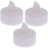 Ozdoby bożonarodzeniowe - ZESTAW 3 ŚWIECZEK TEA LIGHT LED Z BROKATEM - miniaturka - grafika 1