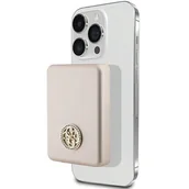 Powerbanki - Powerbank indukcyjny GUESS 4G Strassed Metal Logo MagSafe 15W 5000 mAh Złoty - miniaturka - grafika 1