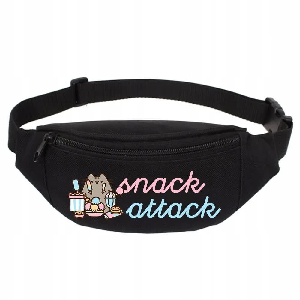 SPORTOWA NERKA CZARNA Biodrowa Na Prezent Kotki SNACK ATTACK Push een Wzory