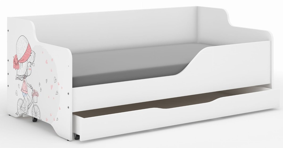 Łóżko dziecięce LILU 160x80 DZIEWCZYNKA NA ROWERKU-boki