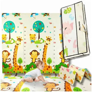 Piankowa dwustronna mata edukacyjna xpe dla dzieci duża składana 200x180cm - Maty edukacyjne - miniaturka - grafika 1