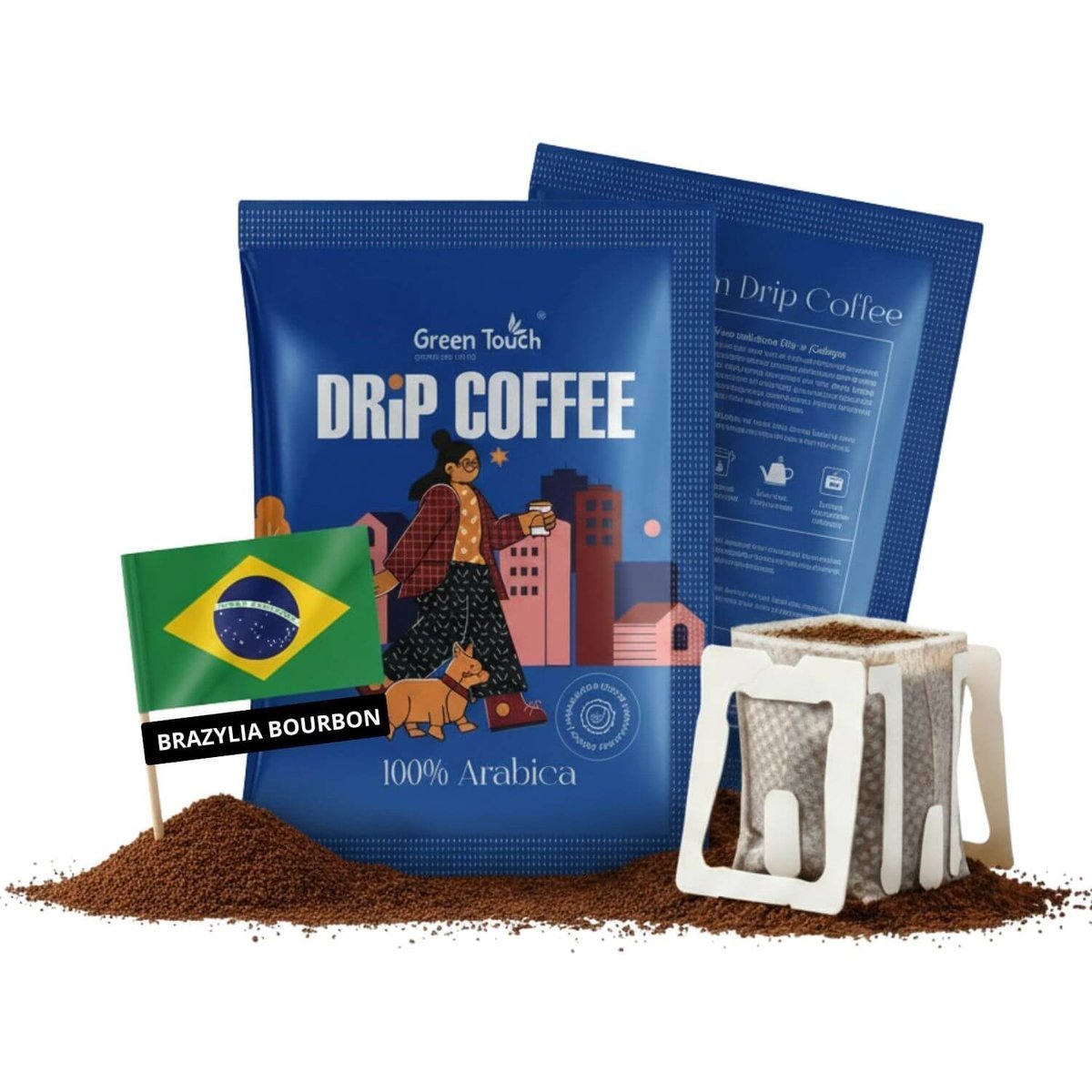 Drip bag kawa mielona Brazylia Yellow Bourbon 10 g z filtrem w saszetkach podróżna